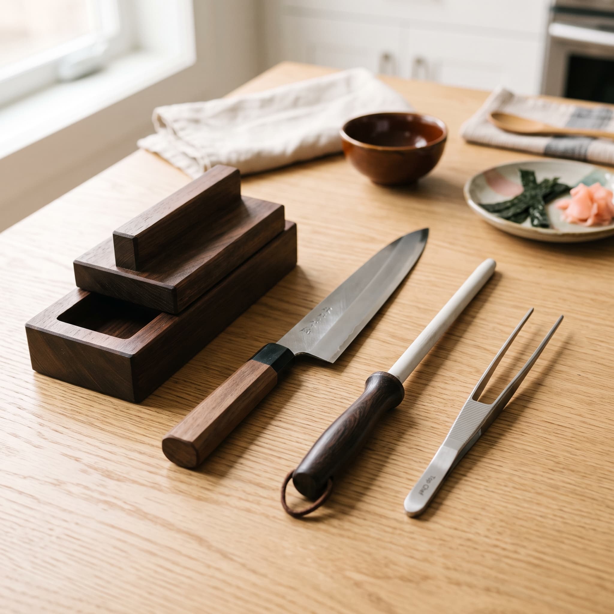 Pro Nigiri Tool Set — Nigiri press mold, Sushi knife, Honing rod